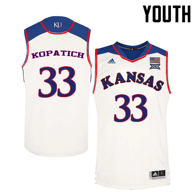 Youth Kansas Jayhawks #33 Kylee Kopatich College Basketball Jerseys-White - Click Image to Close